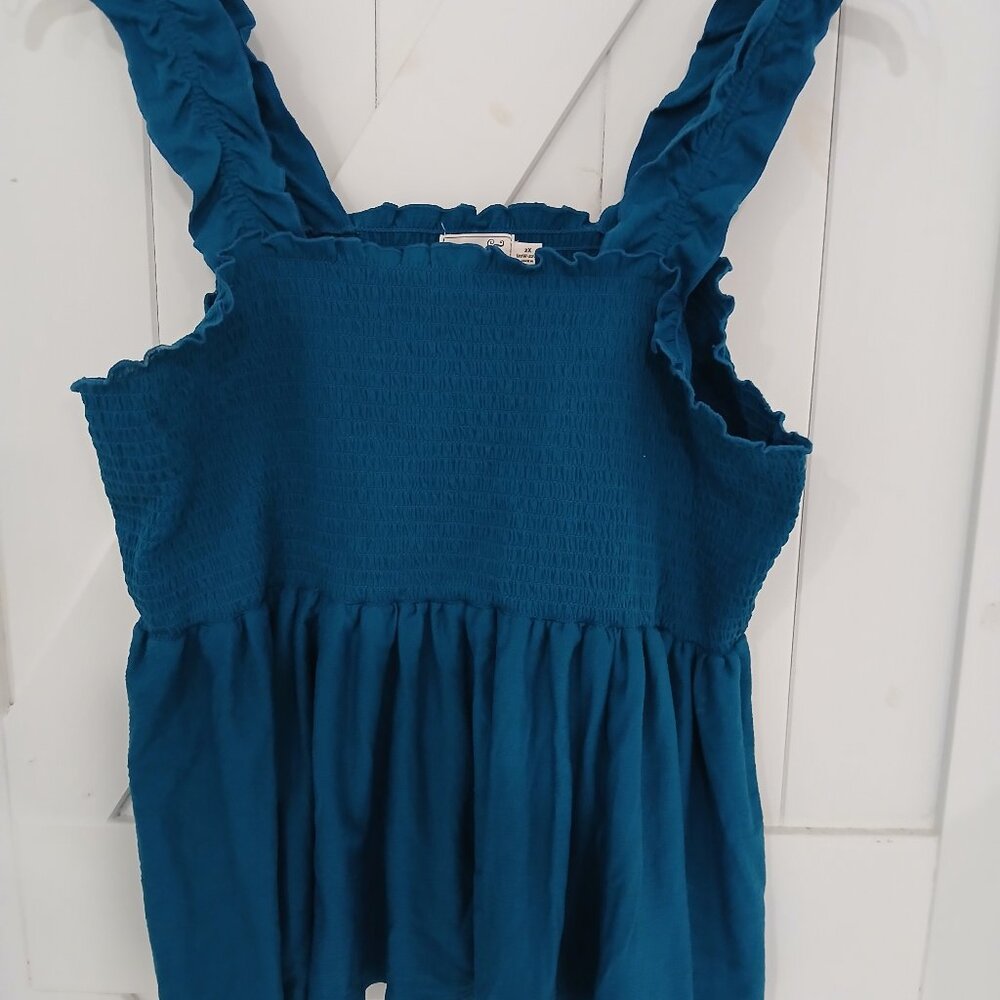 Terra & Sky Teal Smocked Ruffled Tank Top and Shorts